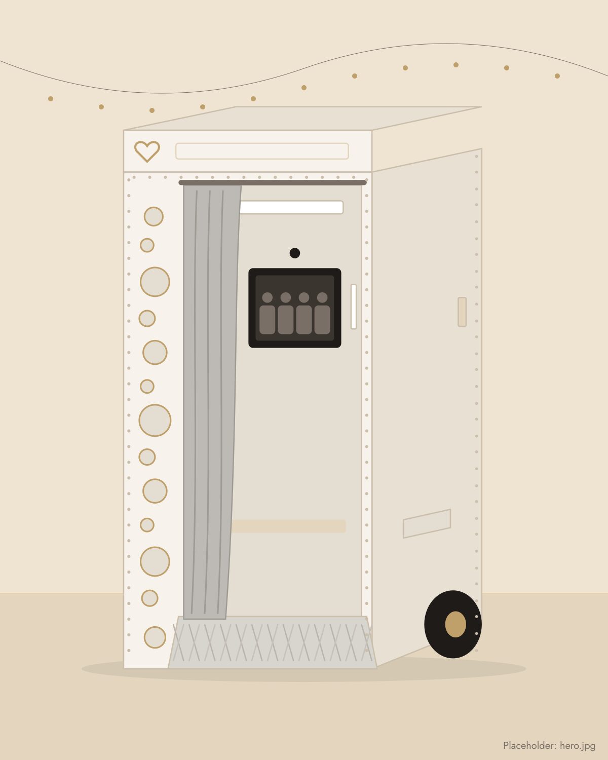 Flour City's enclosed photo booth at a wedding reception, curtain open